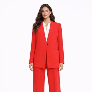 Theory Collarless Crepe Carmine Blazer New Size 10